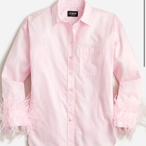 J.Crew Pink Feather Cuff Shirt